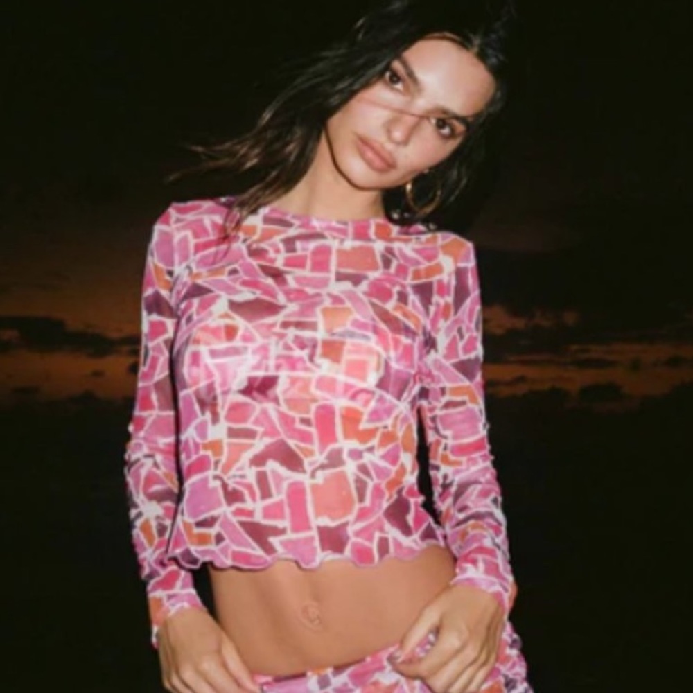 iNAMORATA Pink Mosaic Long Sleeve Top